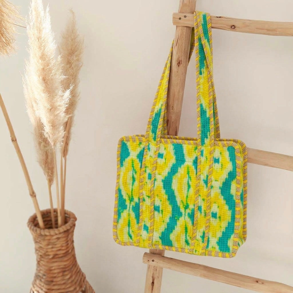 Green and Yellow Mini Zip tote bag