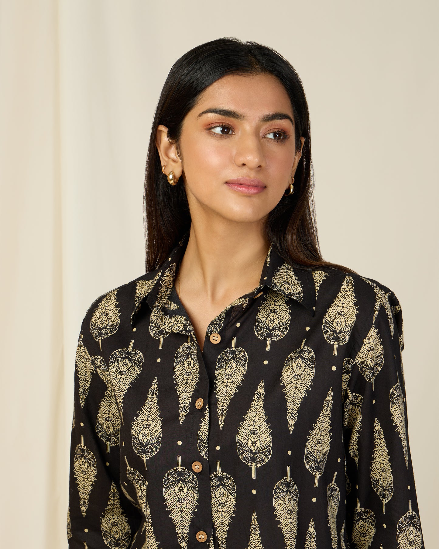 Black Leaf Cotton Shirt