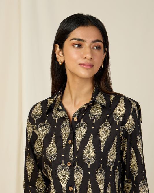 Black Leaf Cotton Shirt