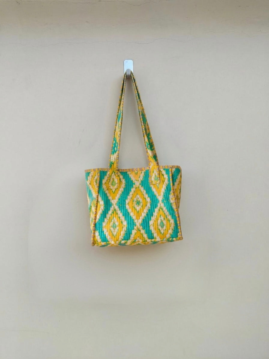 Green and Yellow Mini Zip tote bag