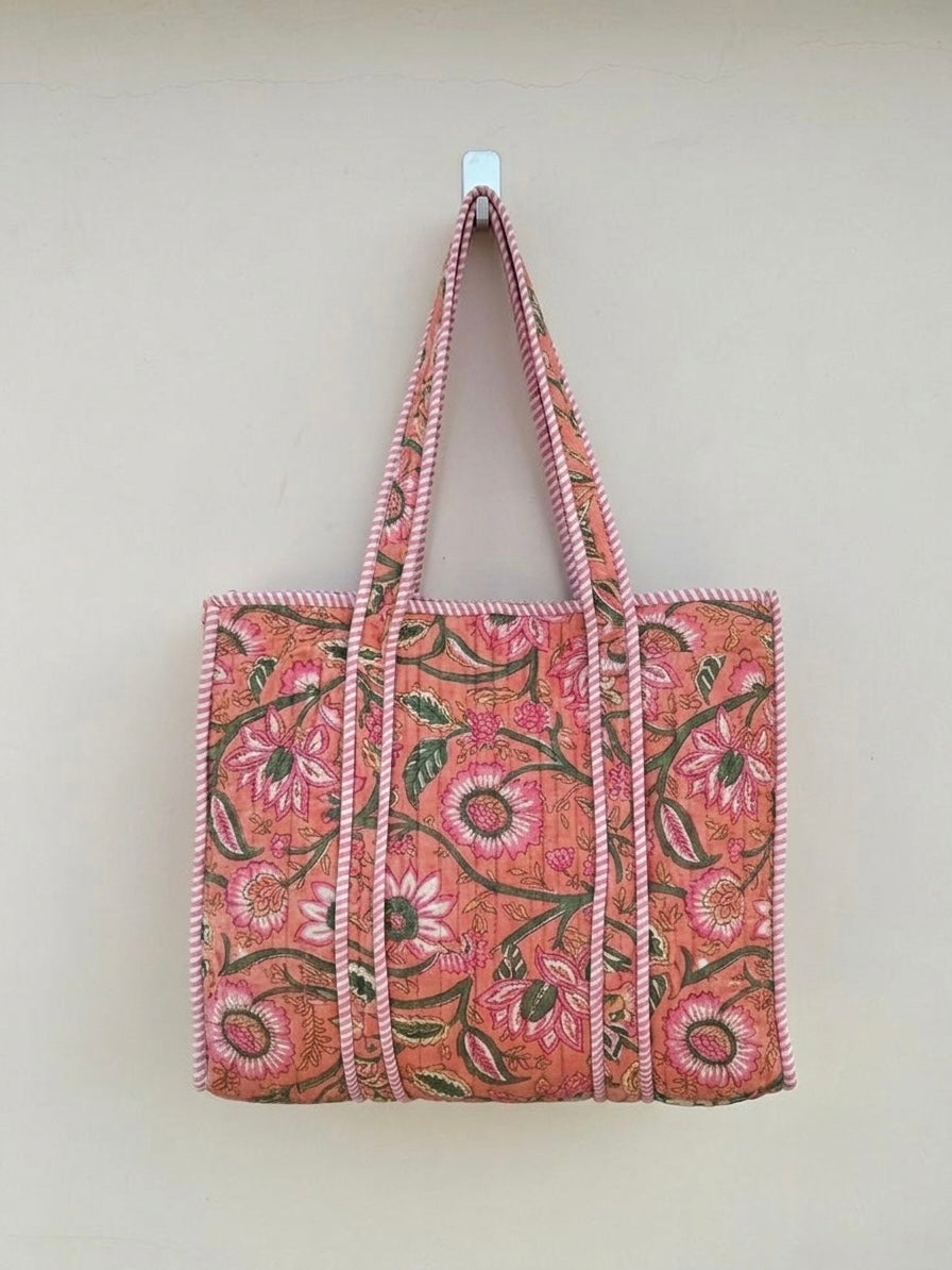 Pastel Pink Floral Tote Bag