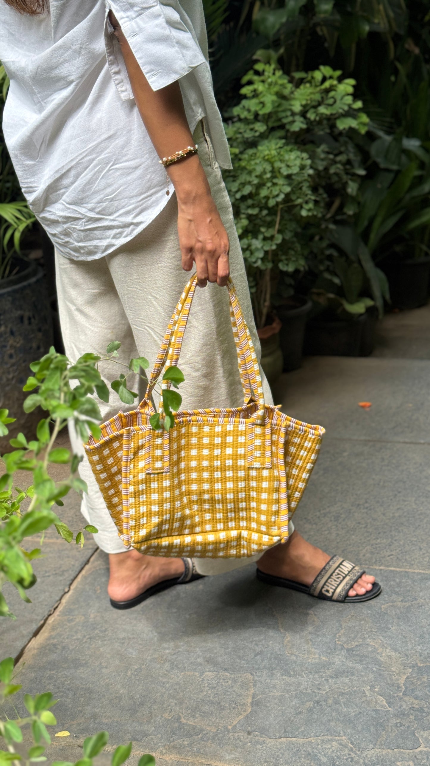 Gingham Mini Tokree Tote Bag (Yellow)
