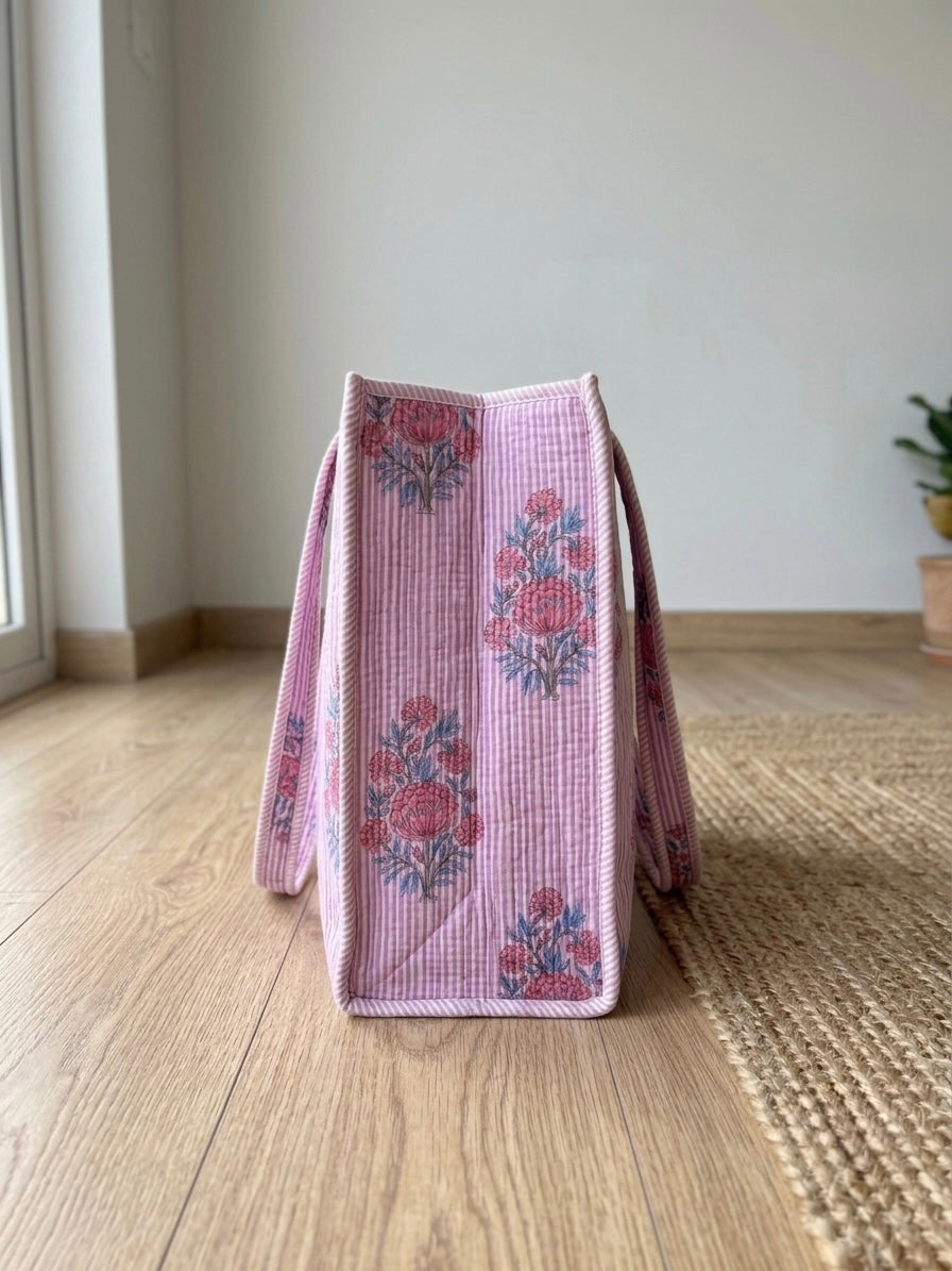 Purple Striped Tote Bag
