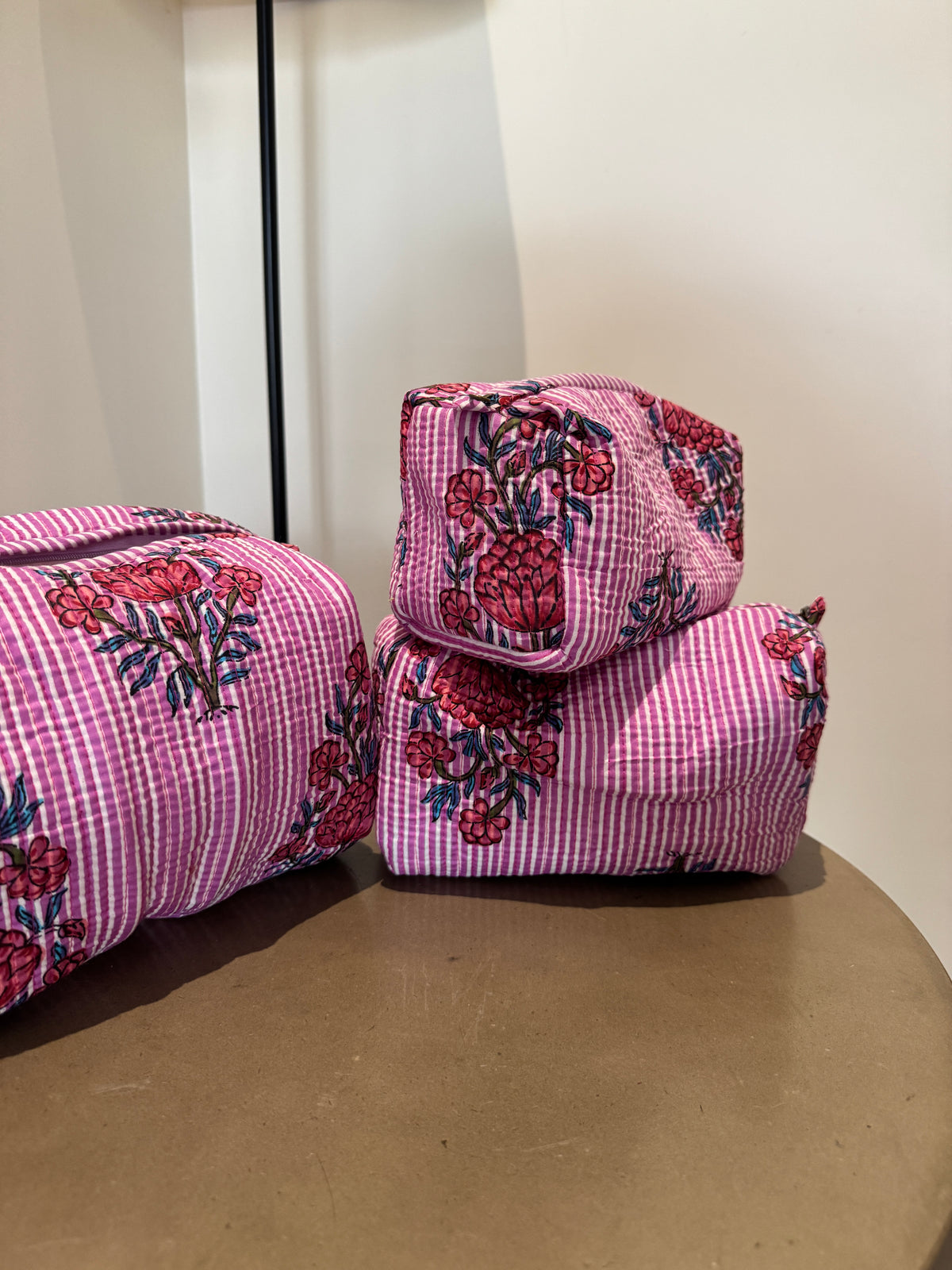 Striped Purple Pouch Set (set of 3)