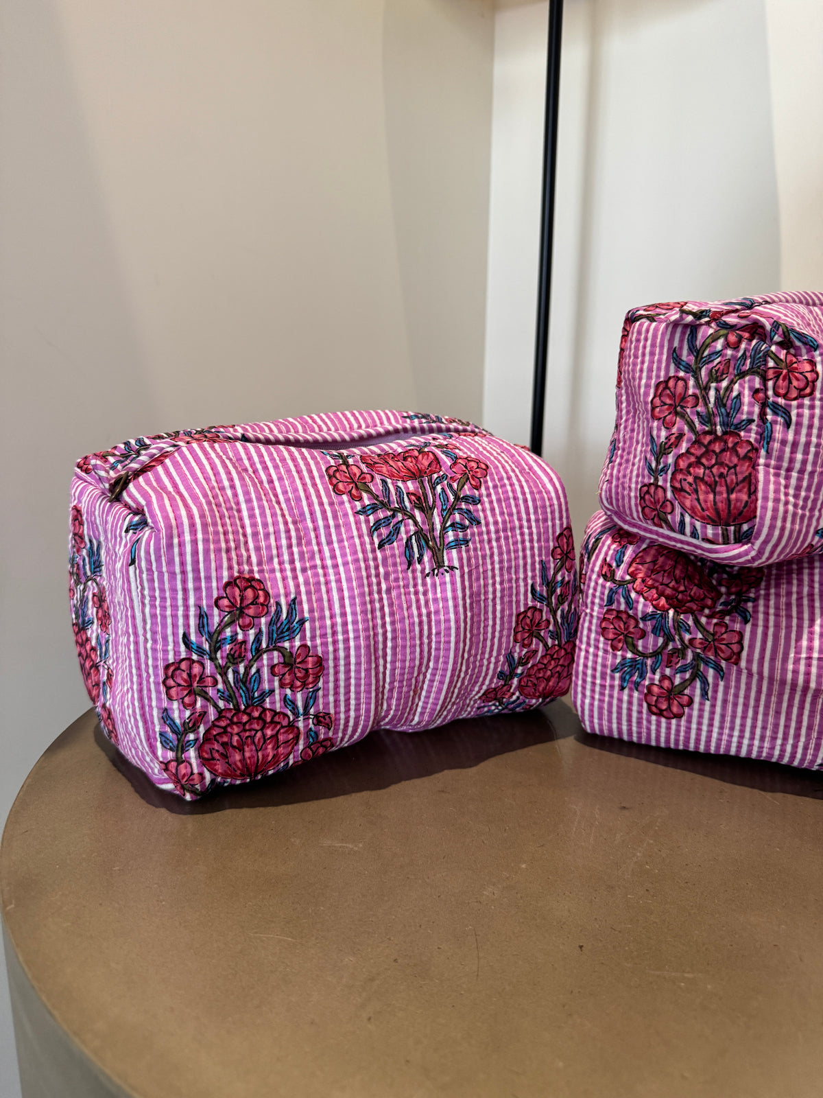 Striped Purple Pouch Set (set of 3)