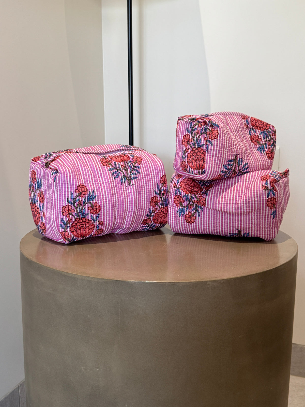 Striped Purple Pouch Set (set of 3)
