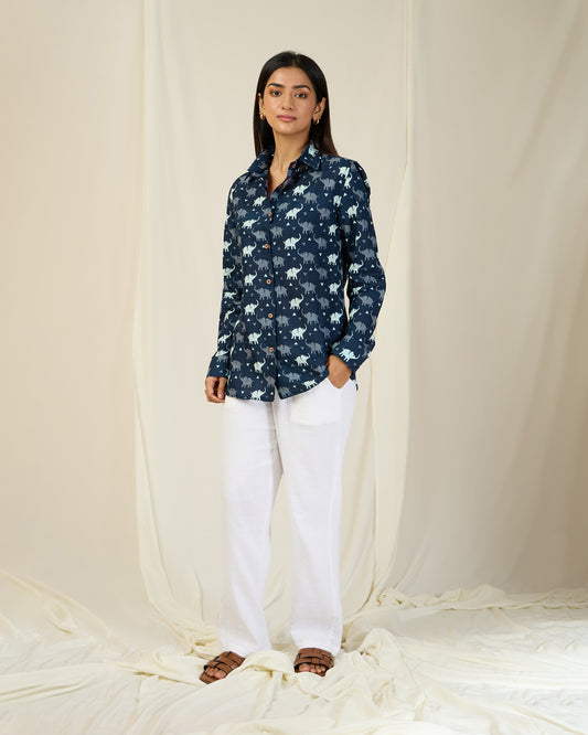Blue Elephant Cotton Shirt