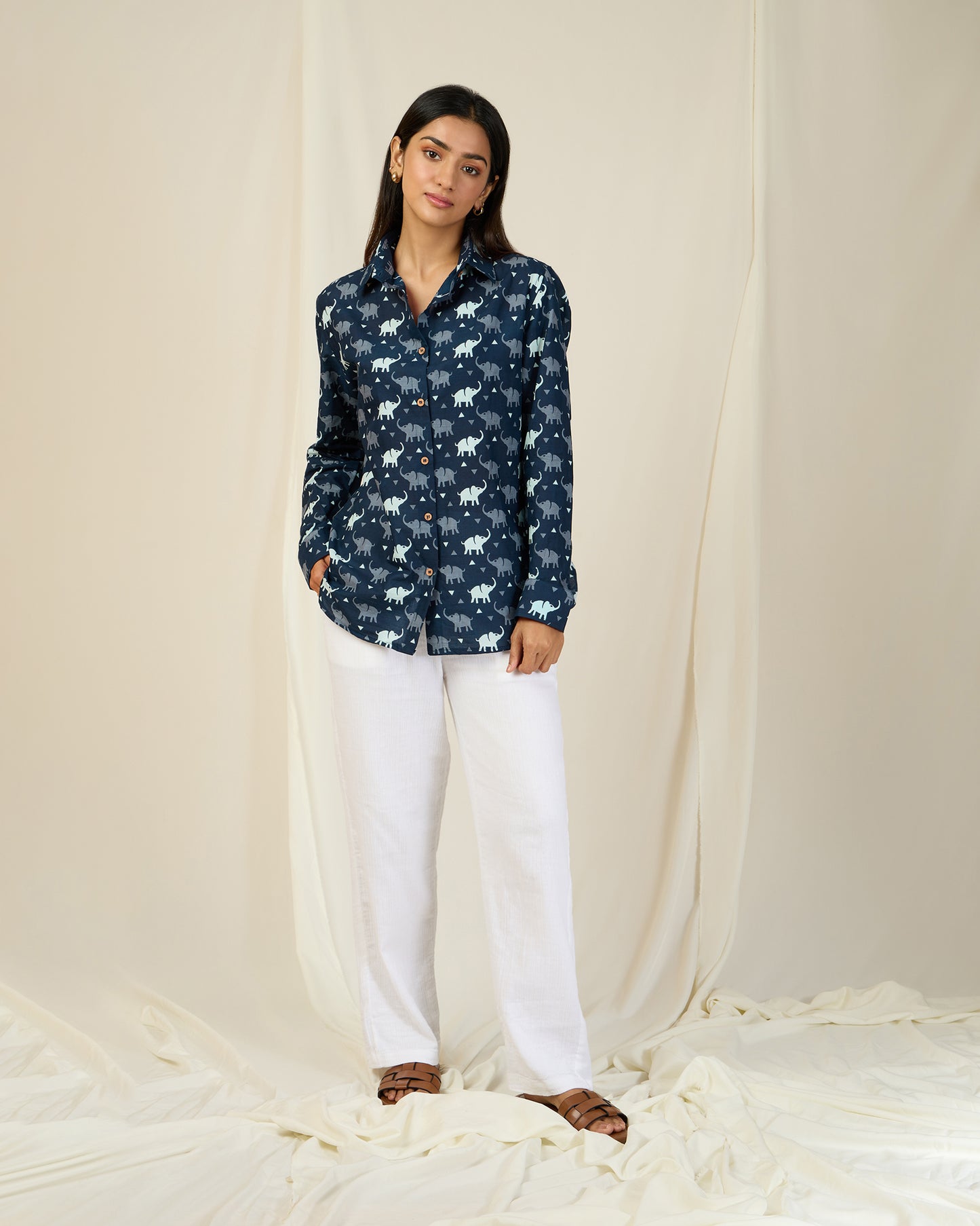 Blue Elephant Cotton Shirt