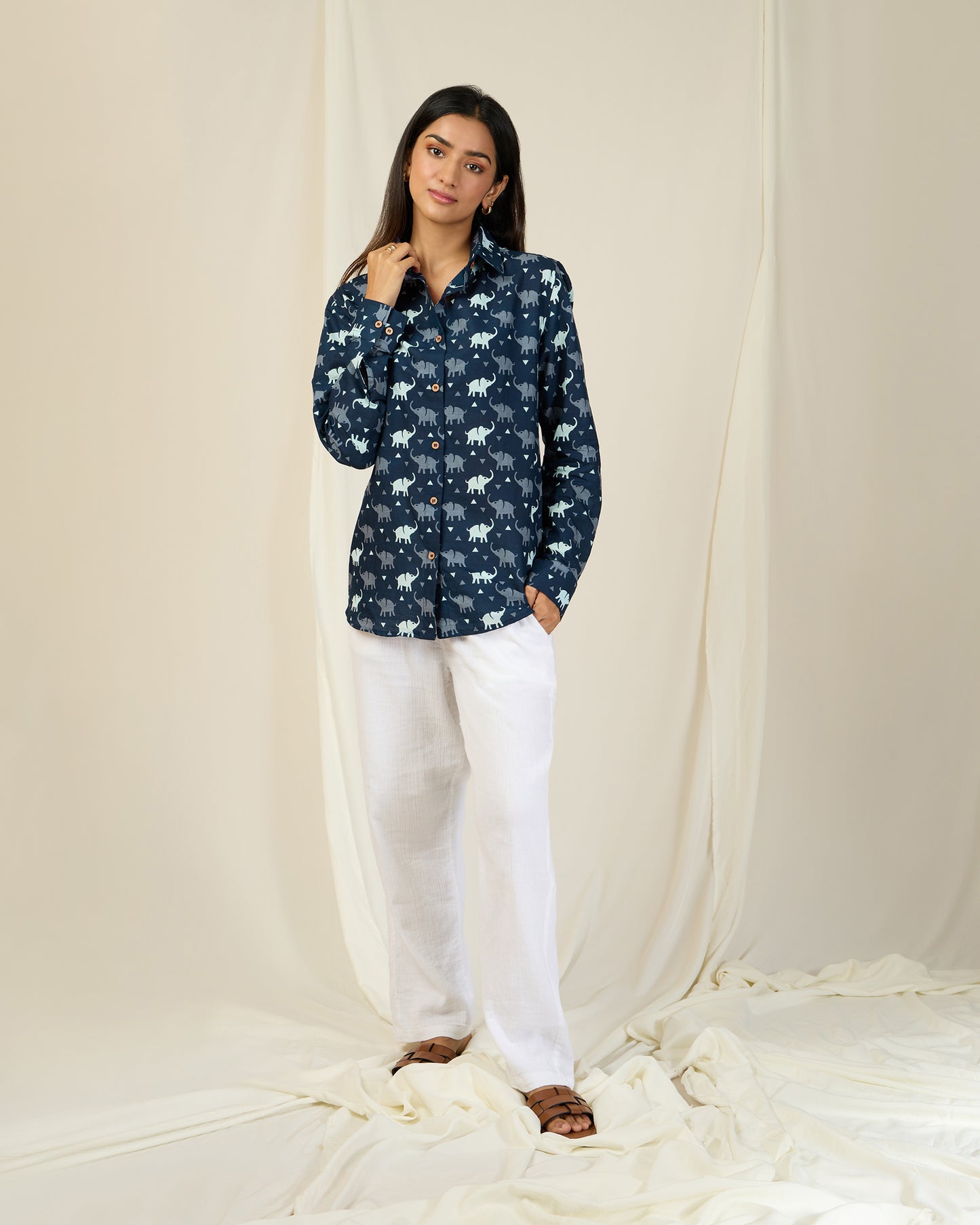 Blue Elephant Cotton Shirt