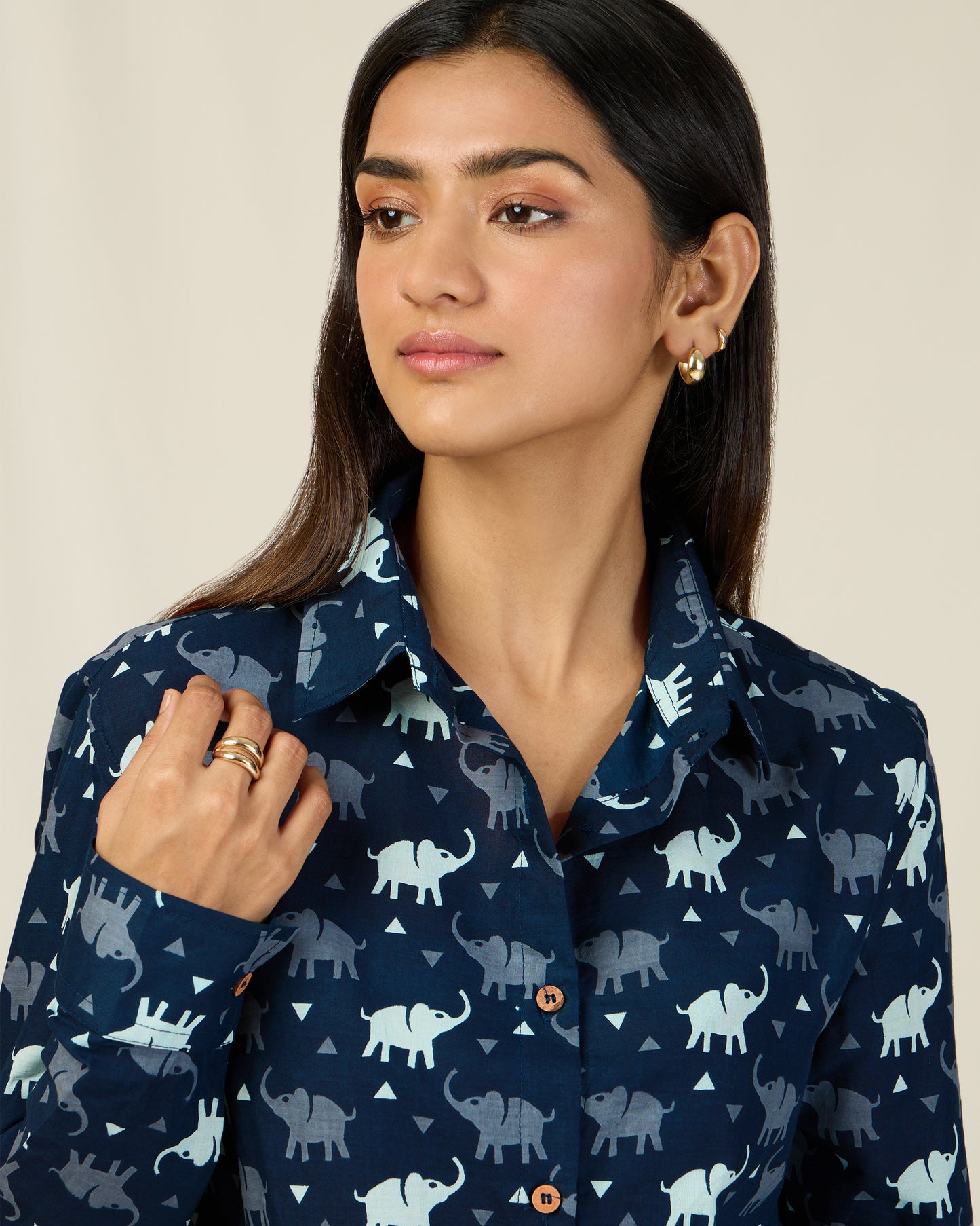 Blue Elephant Cotton Shirt