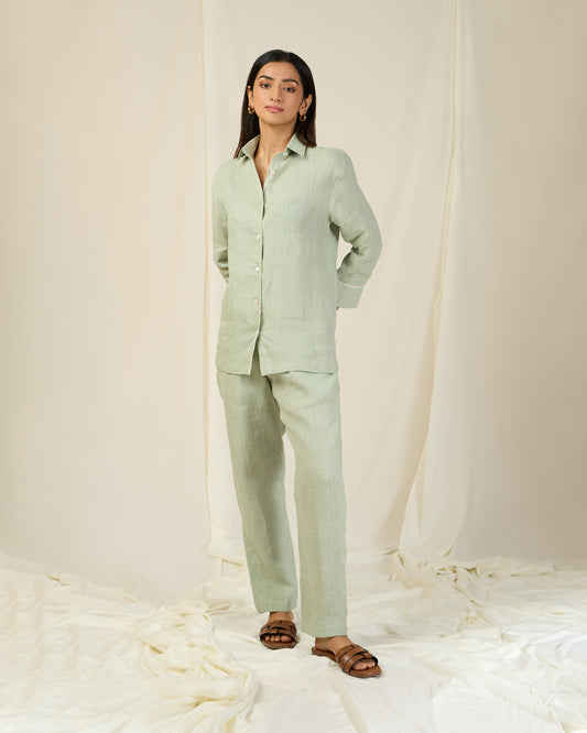 Mint Green Linen Co-ord Set (With Pants)
