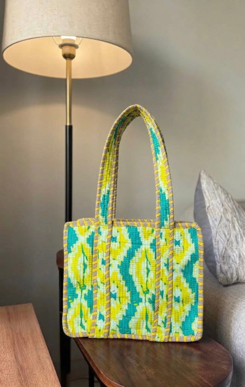 Green and Yellow Mini Zip tote bag