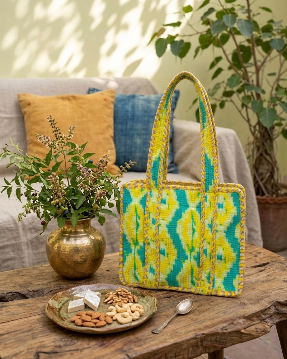 Green and Yellow Mini Zip tote bag